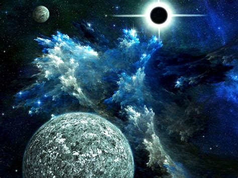 Cg Digital Art Sci Fi Space Planets Moons Nebula Stars Wallpaper