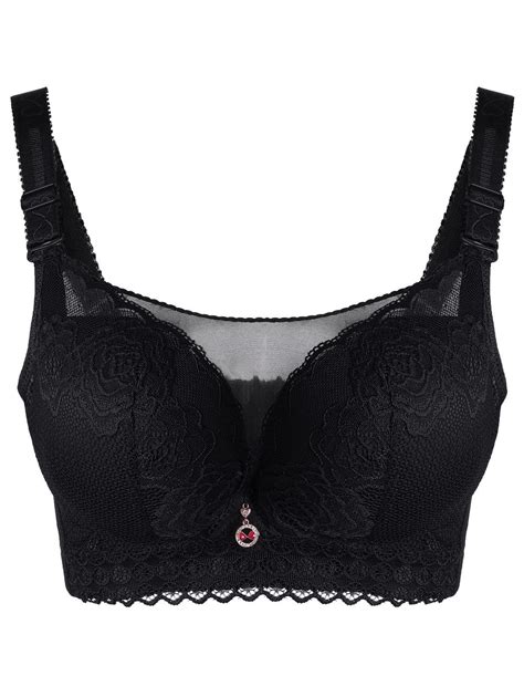 2018 Plus Size Padded Full Cup Bra In Black 4xl