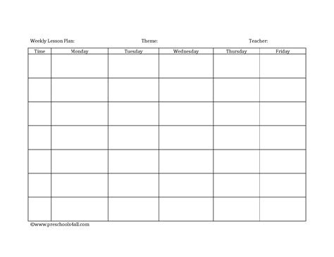 8 Weekly Lesson Plan Template Preschool Perfect Template Ideas