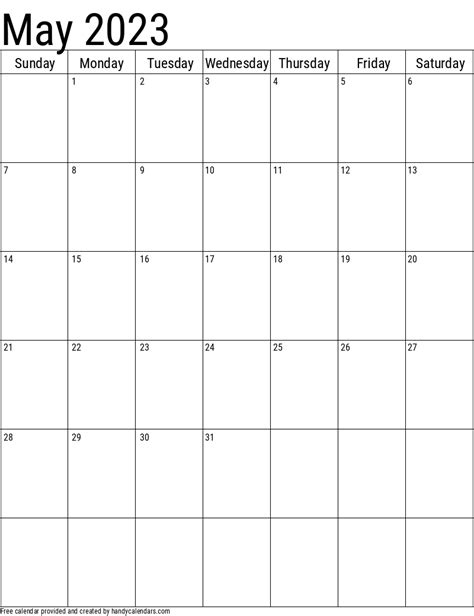 2023 May Calendars Handy Calendars