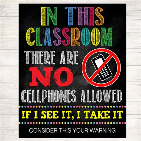 No Cellphones Allowed School Poster Tidylady Printables