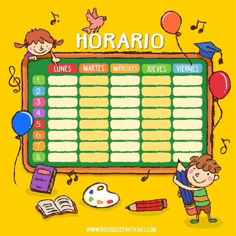 Calendarios Y Horarios De Clase Para Primaria 33d