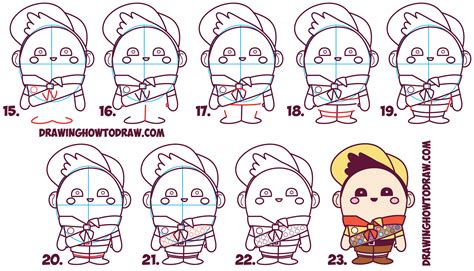 How To Draw Russell The Boy From Disney Pixars Up Cute Chibi