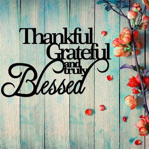 thankful grateful   blessed metal wall art sign