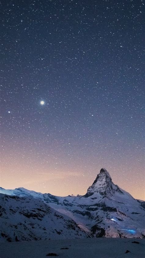 Starry Sky Over The Matterhorn Wallpaper Backiee