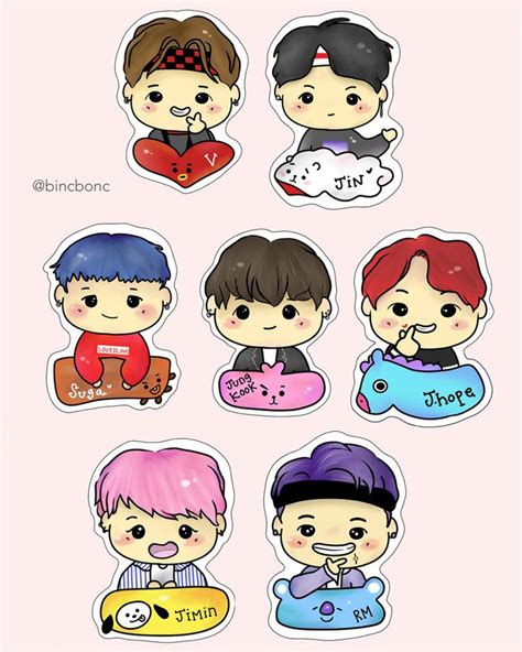 Cute Bts Printable Stickers And Pins Planner Digital Stickers