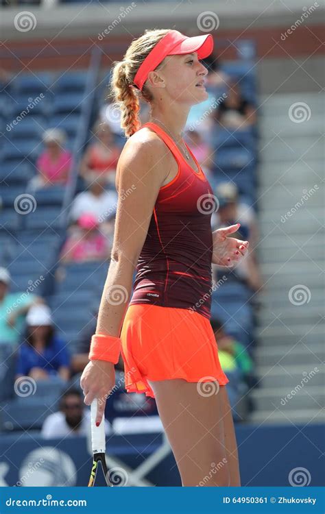 Professional Tennis Player Kristina Mladenovic Of France In Action