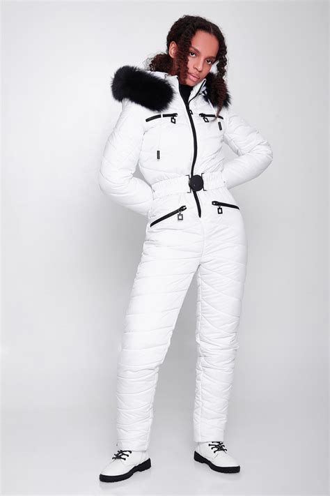 White Ski Suit For Women Snowsuit One Piece Ski Suit Warm Snow Etsy