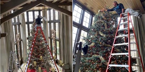 Tim Mcgraw Had To Use A Super Tall Ladder To Decorate His Giant