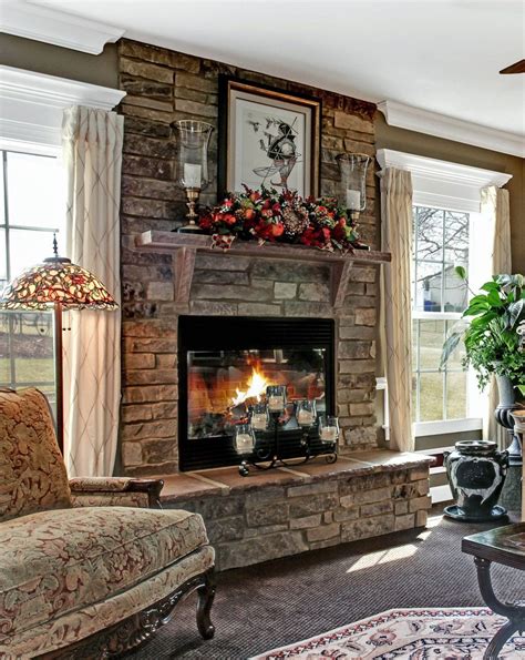 Living Room Design With Brick Fireplace