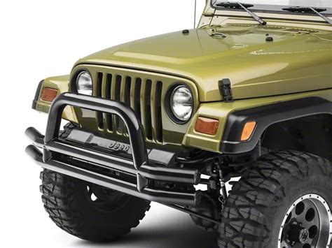 Smittybilt Jeep Wrangler Tubular Front Bumper With Hoop Gloss Black
