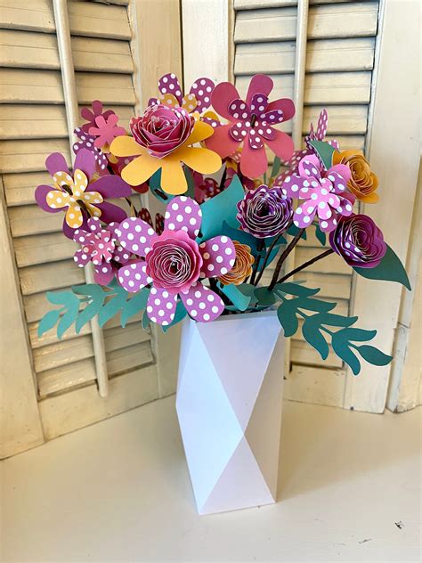 Diy Craft Kit Paper Flower Arrangement With Paper Vase Etsy