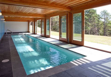 Terrific Sliding Glass Doors Covering Indoor Swimming Pool Piscine