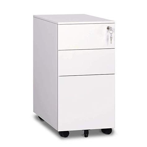 This convenient file cabinet locks to keep your business private. DEVAISE 3 Drawer Metal File Cabinet with Lock (Mini-White ...