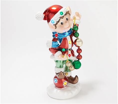 kringle express indoor outdoor illuminated resin elf with ornaments