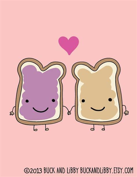 Peanut butter and jelly cartoon images. Peanut Butter Loves Jelly Illustration Print by by ...