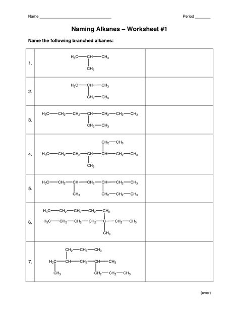 Organic Chemistry Naming Alkanes Worksheet Instantworksheet My Xxx