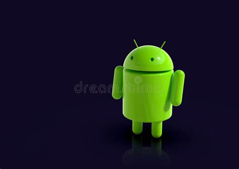 Android Logo Robot Character 3d On Dark Background Editorial Image