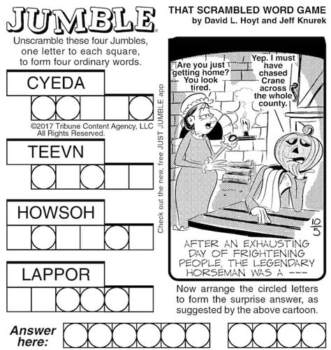 Jumble Unscramble The Words Puzzle Boomer Magazine