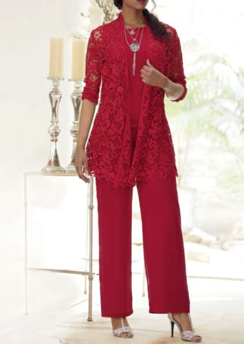Ashro Red Lace Formal Dress Prinsley Pant Suit Set 12 14 16 16w 20w 22w