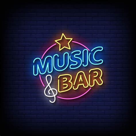 Musique Bar Enseignes Au Néon Style Texte Vecteur Vecteur Premium