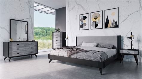 Nova Domus Panther Contemporary Grey And Black Bed Beds Bedroom