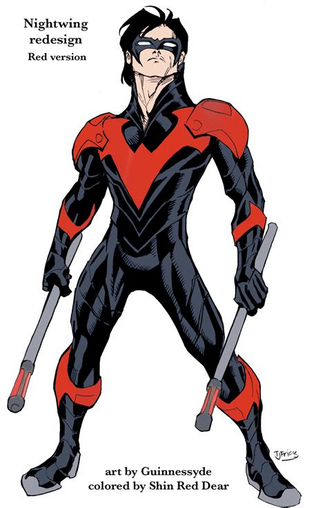 Nightwing Redesign By Guinnessyde Colored Red By Shinreddear On