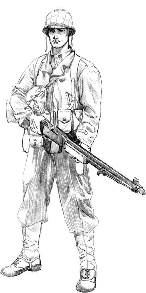 Ww2 American Soldier Drawing Drawqu