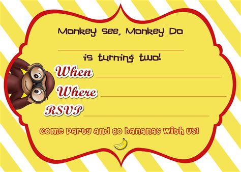Curious george encourages children to explore science, engineering, and math in the world around them. FREE Printable Curious George 2nd Birthday Invitation ...