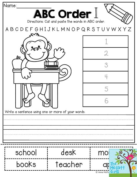 Abc Order Cut And Paste The Words In Alphabetical Order Then Write A