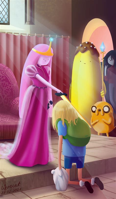 princess bubblegum accolading finn the human for his knightlike bravery fanart inspired by