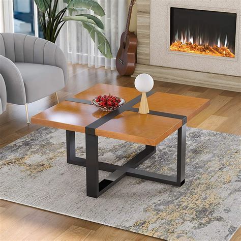 Vanelc 374 Inch Solid Wood Farmhouse Coffee Table With Crossed Shape