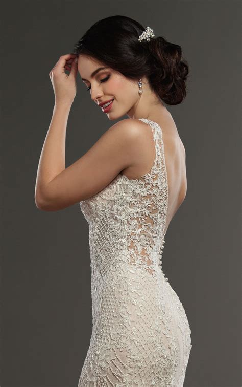 Risen from the creative vision of head designer martine harris and her international design team, martina liana has taken the world stage as a leading bridal fashion. Wedding Dresses | Lace Column Wedding Dress with Lattice ...