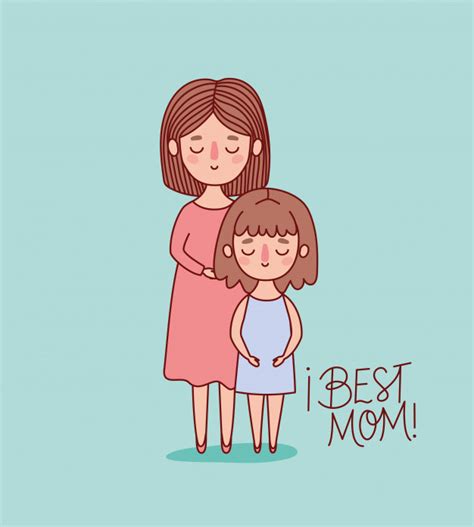 Dibujos Animados De Madre E Hija Con El Mejor Texto De