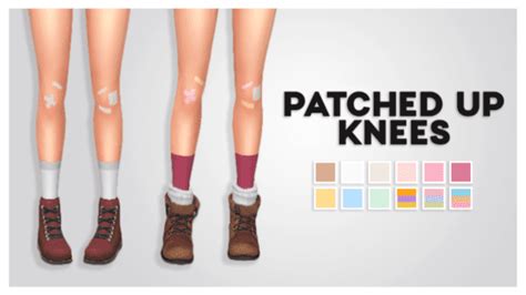 Разбитые коленки с милыми пластырями для Sims 4 Patched Up Knees в