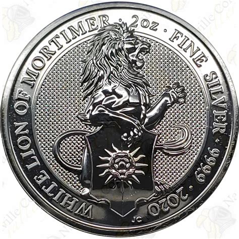 2020 2 Oz White Lion Of Mortimer 999 Fine Silver Sku 93312 Nashville Coin Gallery