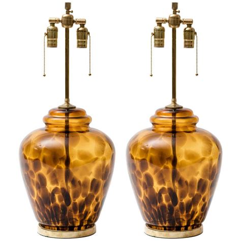 Tortoise Shell Glass Ginger Jar Lamps At 1stdibs