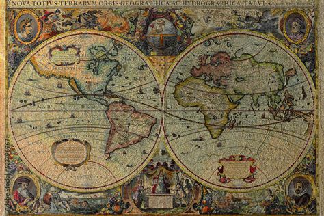 Fototapeta Hampton I Marynistyczny Ancient World Map Made By H Hondius