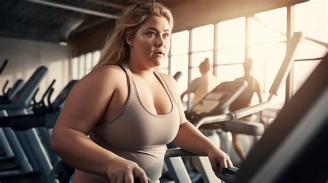 Premium Ai Image Overweight Women At Gym
