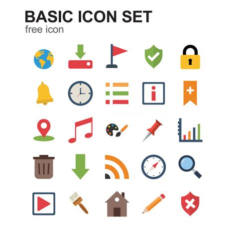Premium Vector Basic Coloured Icons Set