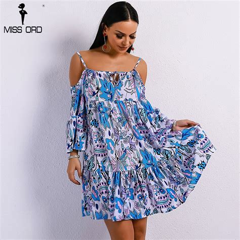 Missord 2018 Sexy Spring And Summer Bohemian Print Off Shoulder Hollow Strapless Dress Women