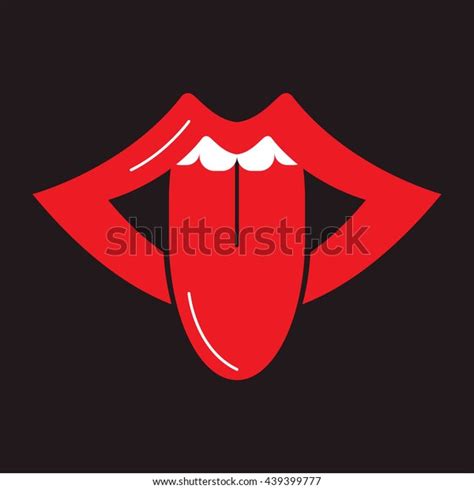 Open Mouth Sticking Out Tongue Lips Stock Vector Royalty Free