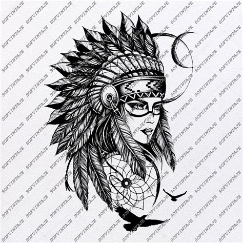 Native American Girl Svg File-american indians Original Svg Design-Svg