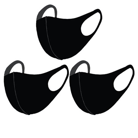 Adults Black Stretchable Reusable Face Masks Pack Of 3