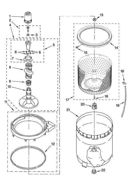 AGITATOR BASKET AND TUB PARTS Diagram Parts List For Model