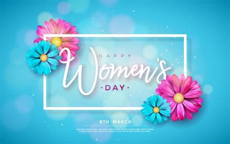 8 Mars Carte De Voeux Floral Happy Women S Day Vecteur Gratuite