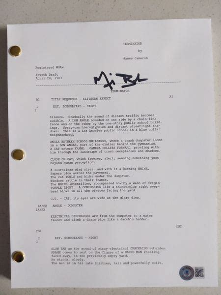 Michael Biehn Signed Terminator Movie Script Autograph Beckett Bas Qr