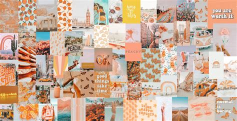 Trendy Peachy Vibes Aesthetic Wall Collage Kit Digital Etsy Beach