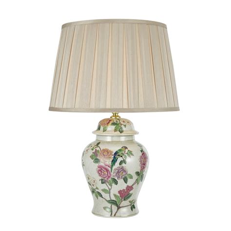 Dar Lighting Peony Single Light Ceramic Table Lamp Base Only In Pale Green And Pink Finish