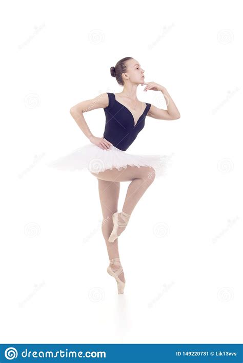 Gorgeous Ballerina In A White Tutu Dancing Ballet Stock Image Image